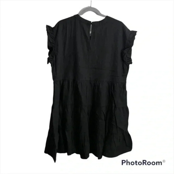 Adyson Parker black linen blend tiered shift dress Small - Picture 6 of 9